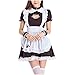 Akeelii Cosplay Anime Dienstmädchen Outfit Damen Dienstmädchen Kostüm Cosplay Dessous Lolita Kleid Maid Dress mit Weißer Schürze und Kopfbedeckung Uniformen Abendkleid(Schwarz,XL)