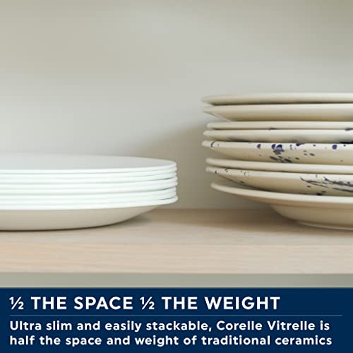 Corelle Vitrelle Glass Dinnerware Set, Chip & Crack Resistant Triple Layer Glass, 4-Pc Lunch Plates, Cobalt Circles #TOP1
