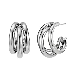 Emibele 14K Goud Geplateerde Klauw Manchet Oorbellen, 925 Sterling Zilver Post Huggie voor Vrouwen Meisjes, Trendy Minimalistische Drie Klauwen Wrap Stud Sieraden, Zilver