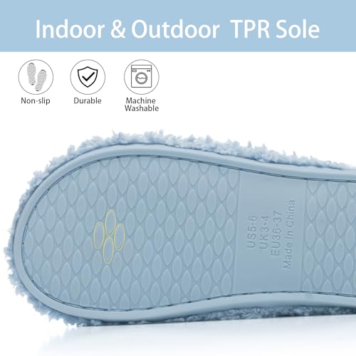 Image of GOEWY Fuzzy Open Toe Slippers for Women Indoor Cozy Memory Foam Slip On House Slides Shoes Gifts for Womens Her Mom