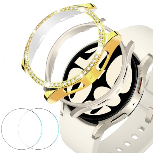 Coque Samsung Galaxy Watch 6 40mm anti rayure avec écran verre trempé or