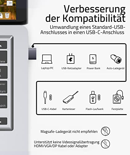 Syntech Adapter USB C auf USB (3er-Pack) [Aluminiumgehäuse,hohe Stabilität] Kompatibel mit AirPods, iPad mini/Air 7, iPhone 17/17Air/17e/16/15 Pro Max, Apple Watch Series 9/8/7 usw