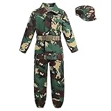 yolsun Deluxe Kid's Camo Combat Soldier Army Costume (6-8 Years, Dark green color)