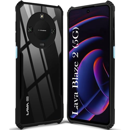 Image of Jkobi Back Cover Case for Lava Blaze 2 5G (Shockproof with Polycarbonate Clear Panel | Professional Black)