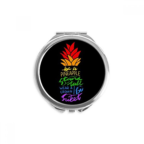 Miroir rond de maquillage portable imprimé ananas rainbow pour vos retouches en voyage