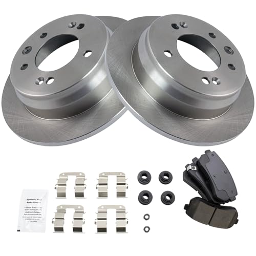 Image of TRQ Rear Brake Pad and Rotor Set Ceramic Solid Rotors | For 2010-2015 Hyundai Tucson Front Wheel Drive 2011-2016 Kia Sportage Front Wheel Drive