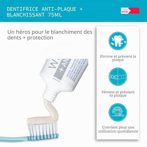 edel+white Dentifrice blanchissant Anti-Plaque+ 3 x 75ml, paquet de 3 – vue 3