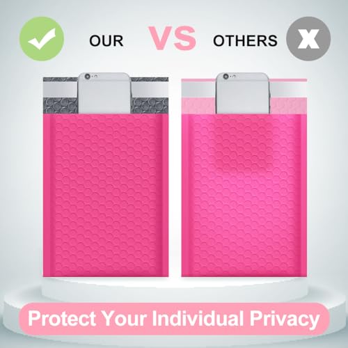 Image of UCGOU Bubble Mailers 4x8 inch Hot Pink 50 Pack Usable Size 4x7 inch Shipping Bags | Opaque Self Seal Adhesive Waterproof Boutique Padded Envelopes for Jewelry Makeup Small Bubble Mailers for Trading Cards #000