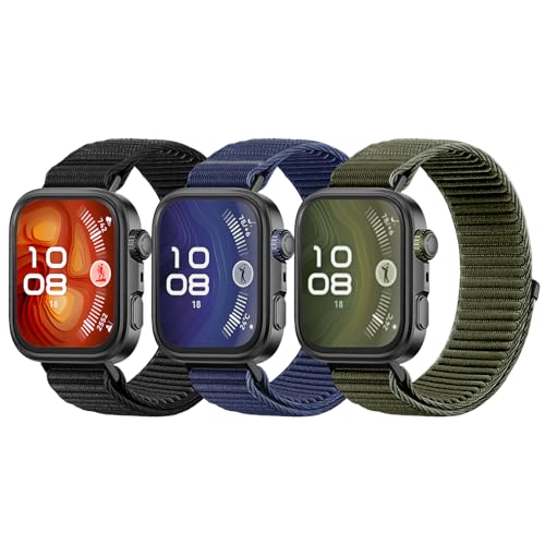 Dirrelo Sportarmband Kompatibel mit Huawei Watch Fit 4 Pro Armband - Nylon Armband für Huawei Watch Fit 3 Armband Soft Loop Stoff Ersatzarmband für Huawei Watch Fit 3/4/4 Pro/5/5 Pro für Herren B