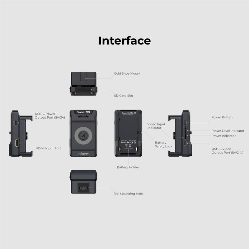 Image of Accsoon SeeMo 4K HDMI Video Transmission System for iPhone 17 /16 /15 /14 /13 iPad, 4K30 /1080p60 iOS Video Camera Monitor Transmitter, Real-time Live Streaming /Recording /Sharing for iPhone iPad-Black