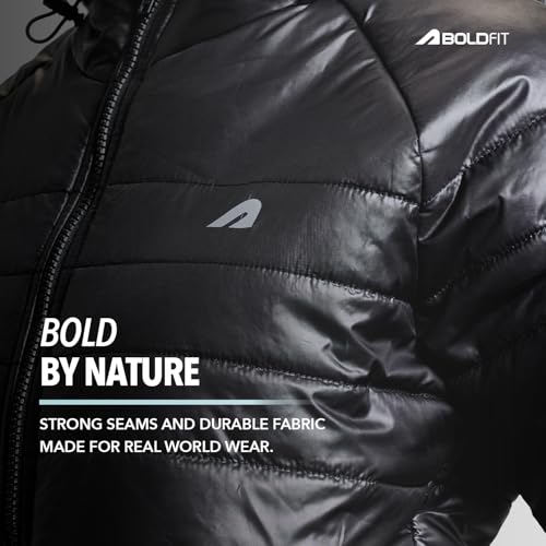 Image of Boldfit jacket for woman puffer winter jacket for woman standard length jackets for women stylish latest hooded winter wear jackets for women cozy jerkins for ladies