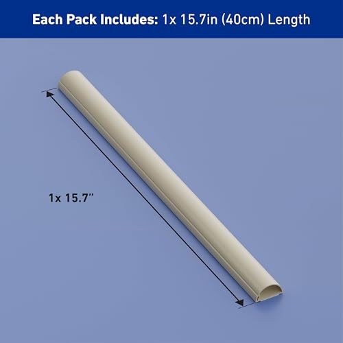 D-Line 15.7in TV Cord Hider, Patented Half Round Cable Cover, Hide Wall Mount TV Wires, Hinged One-Piece Cable Concealer, Adhesive, Decorative Raceway - 1.18in W x 0.59in H x 15.7in L - Beige - Thumbnail 4