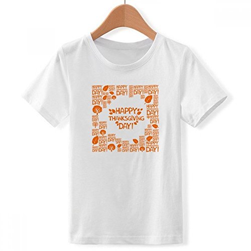 T-Shirt Blanc Thanksgiving pour Les Garcon XXX-Grand Ras du Cou Cadeau