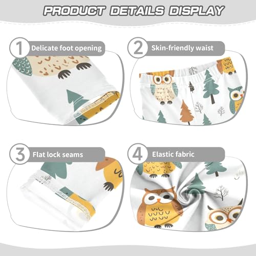 Animal Owl Girls Leggings,Workout Leggings for Girls Toddler Athletic Legging Size for 3-10T3