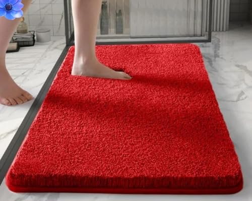 Image of Doormat for Bedroom,Bathroom,Kitchen,Living Room,Home,Entrance,Room,Foot Mats,Floor mat,Main Door,Rug Non Slip Mats,Door Mate,Floor Mat Soft Door Matt (Bath Mat Red Rug)