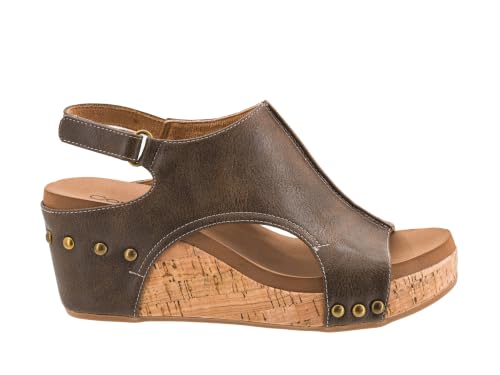 Image of Corkys Footwear Womens Carley Wedges, Featuring Corkys EVA Foam Cushioned Insoles, A 2.5 Inch Heel, Lightweight For All Day Wear, And Hook And Loop Closure