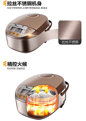 Midea Micom Rice Cooker, Digital Multi-Functional Ricer Cooker/Steamer, Brown Rice, Slow Cooker (3L/5.5Cup, Champange) MB-FS3017 - Image 7