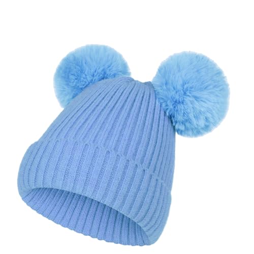 NATUST Kind Wintermütze Mädchen Kunstfell Bommelmütze Warme Strickmütze...