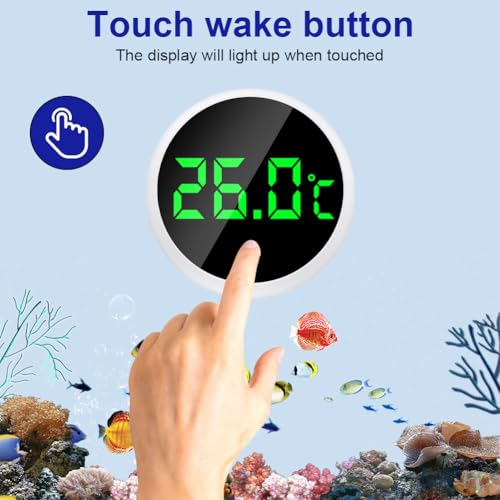 Flintronic Termómetro digital para acuario, termómetro para pecera con pantalla LED y botón táctil, calcomanía para medidor de temperatura, termómetro inalámbrico adhesivo para tanque de tortuga - imagen 4