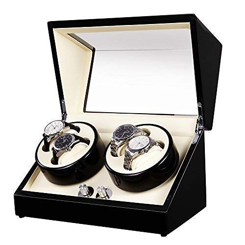 Bobinadora de relojes automáticos y estuche de almacenamiento de rotación para 4 relojes 6