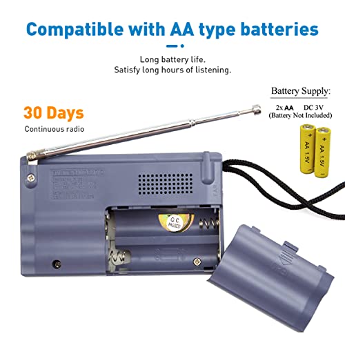 Mini Tragbares Radio 2 Band AM/FM mit Kopfhöreranschluss Klein Transistor Teleskopantenne Taschenradio Weltempfänger Lautsprecher Radio Batteriebetrieben für Wandern Camping BC-R21 Silber