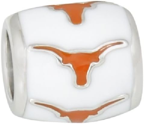 Teagan Collection Burnt Orange Longhorns on White Bead - University of Texas at Austin