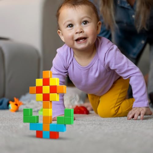 Image of Magnetic Blocks for Kids | 30 Pcs Magnetic Tiles & Building Cubes | Educational Toy for 2+ Year Old Boys | Fun Magnetic Games for Kids