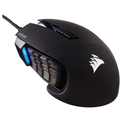 Corsair SCIMITAR RGB ELITE, MOBA/MMO Gaming Mouse, Black, Backlit RGB LED, 18000 DPI, Optical