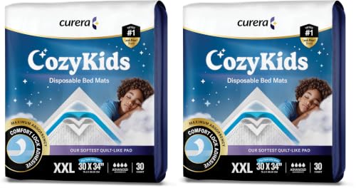 Image of CozyKids Disposable Bedwetting Bed Pads for Kids 30 inchx 34 inch Super Absorbent Potty Training Pee Pads for Children - XXL Bed Wetting Mats for Good Nights [60-Pack] Chucks for Kids & Toddlers