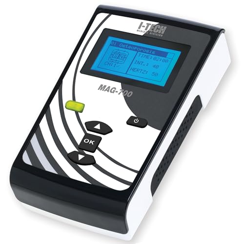 I-TECH I-Tech MAG 700, für Heim- und professionelle Magnetotherapie, 1 Kanal, 11 Programme, Intensität bis 70 Gauss, Frequenz von 5 bis 100 Hz, mit therapeutischem Gummiband mit 2 Solenoiden