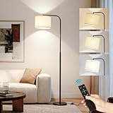 Floor Lamp for Living Room and Bedroom - Modern Standing Lamps Tall with Dimmable LED Bulb and Remote Control - Black Stand Arc Light With Shade for Reading Home Decor Corner and office（Black）