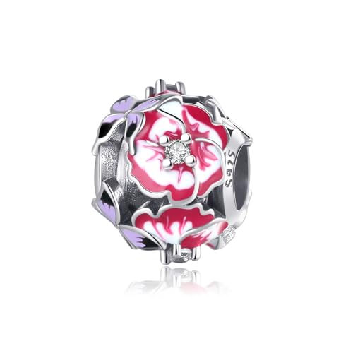 Symretie Bead Charm Ciondolo Argento Sterling 925 con Cubic Zirconia Pendenti per Pandora Braccialetti, Compatibile con Braccialetti e Collane europei