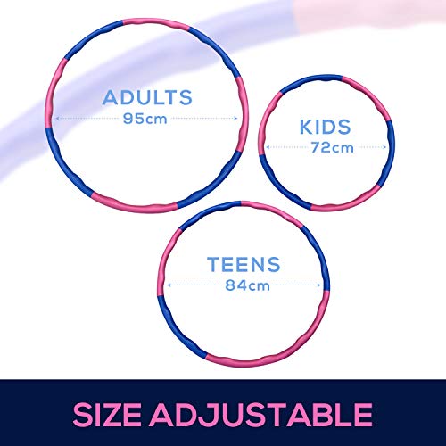 Weighted Fitness Hula Hoop - Get Into Shape The Fun Way - Soft Foam Padded Detachable Adjustable - For Lasting Weight Loss - Family Fun and Exercise - Low Impact High Calorie Burn