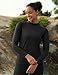 MAGCOMSEN Fleece Tops for Women Long Sleeve Thermal Underwear Mock Turtleneck Shirt Winter Athletic Base Layer Workout Black 2XL