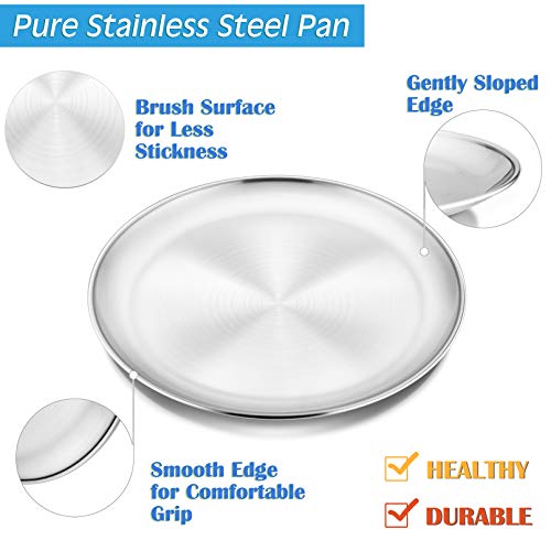 P&P CHEF 10 Inch Pizza Pan Set of 2, Stainless Steel Pizza Round Baking Trays, Crisper Oven Pan for Baking Serving, Healthy &Non-Toxic, Heavy Duty & Durable, Dishwasher Safe