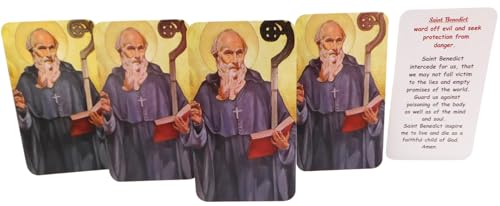 Westmon Works St Benedict Medal Set with Holy Cards Catholic Protection Saint Medallions, 5 of Each3