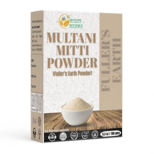 Multani Mitti Powder Earth Clay (Bentonite & Kaolin) Powder, 100% Natural Indian Healing Mask for Skin Care, Natural Deep Cleansing, Pure Grade Facial Mask, Calcium & Sodium 150g
