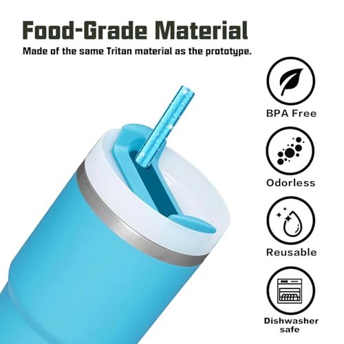 Image of Replacement Straw Compatible with Stanley 14 oz 20 oz Cup Tumbler, 6 Pack Reusable Straw with Cleaning Brush, Plastic, Clolors