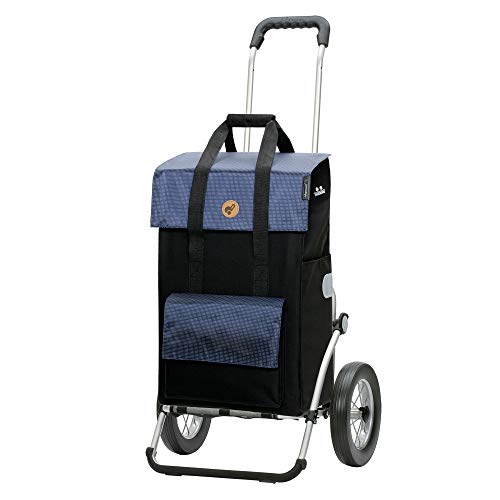 Andersen Carro de Compra Royal Aluminio Plegable con Ruedas con radios metallicos Ø 25cm y 43 litros Bolsa Vektor con Bolsillo térmico Azul Cover