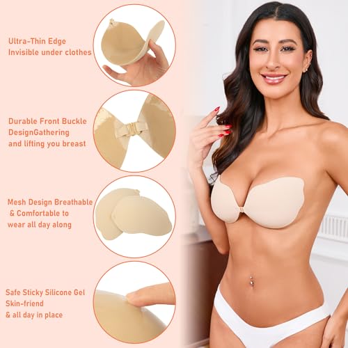 Hioffer Strapless Sticky Bra Push Up Invisible Backless Adhesive Bra Reusable Lift Bras for Women Wedding Dress4
