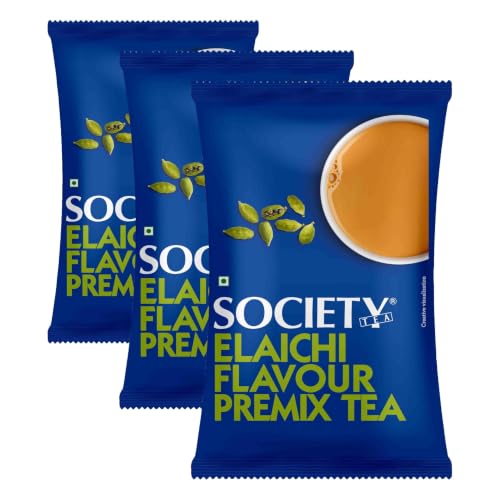 Image of Society One Minute Tea | Elaichi Flavour | Made with Cardamom | Flavoured Instant Tea | 1kg Pouch | Pack of 3