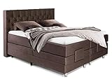 Lesly elektrisches Boxspringbett/Doppelbett mit Motor, 180 x 200 cm, Braun