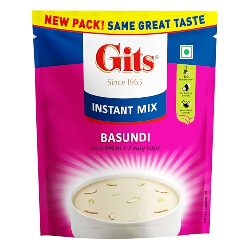 Gits Instant Basundi Dessert Mix, Pure Veg, Indian Sweet and Dessert Ready Mix, 125g