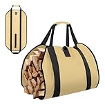 Log carrier bag, Waxed Canvas with Handles, 34 * 18.8 "large firewood bag, outdoor log carrier, indoor fireplace accessories. Khaki