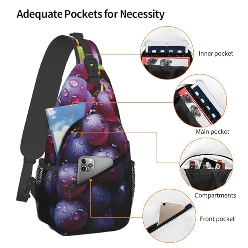 Bolso tipo bandolera unisex con estampa de uvas miniatura 4