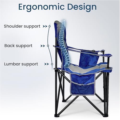 SILLA PLEGABLE DE CAMPING PARA EXTERIOR SAILARY, CAPACIDAD 500 LIBRAS, RESPALDO ALTO, COLOR AZUL, PAQUETE DE 2 miniatura 7