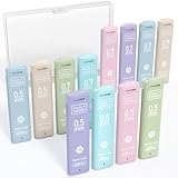 Four Candies 0.5/0.7mm 2B Lead Refills in Case, Pack of 720 PCS Black Break Resistant Mechanical Pencil Refills, 12 Tubes (6 of Each Size), 60 Pieces per Tube