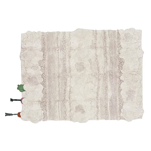 Lorena Canals |Alfombra lavable de jardín vegetariano para guarderías, salas de juegos, dormitorios. Hecho a mano en 100% algodón. Tamaño: 4' x 5' 3'