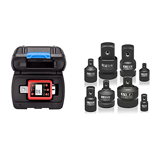 Neiko 20743A 3/4” Drive Digital Torque Adapter & 30223A Complete Impact Adapter And Reducer Set | 8 Piece | Standard Sae Sizes | Cr-V Steel | Impact Driver And Wrench Conversion Kit #TOP12