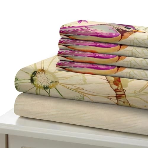 Housse de couette oiseaux fermeture éclair facile parure lit microfibre 140x200 - 7